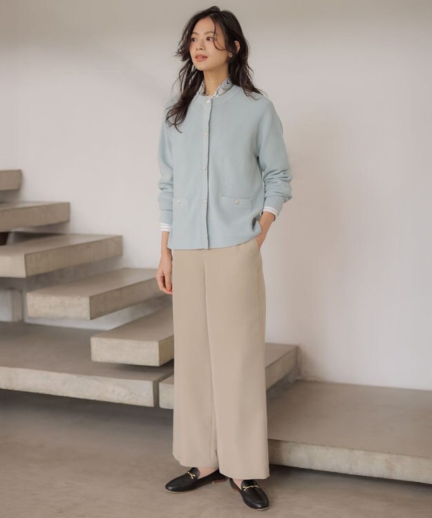 J.PRESS LADIES ORGANIC GASS COTTON クルーネック カーディガン スモーキーミント系