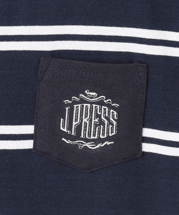 J.PRESS KIDS 【110-130cm】ハウス刺繍ボーダー Ｔシャツ ネイビー系1