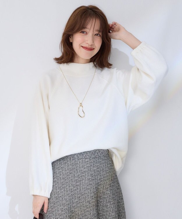 ANY L リブ起毛モックネックプルオーバー オフ