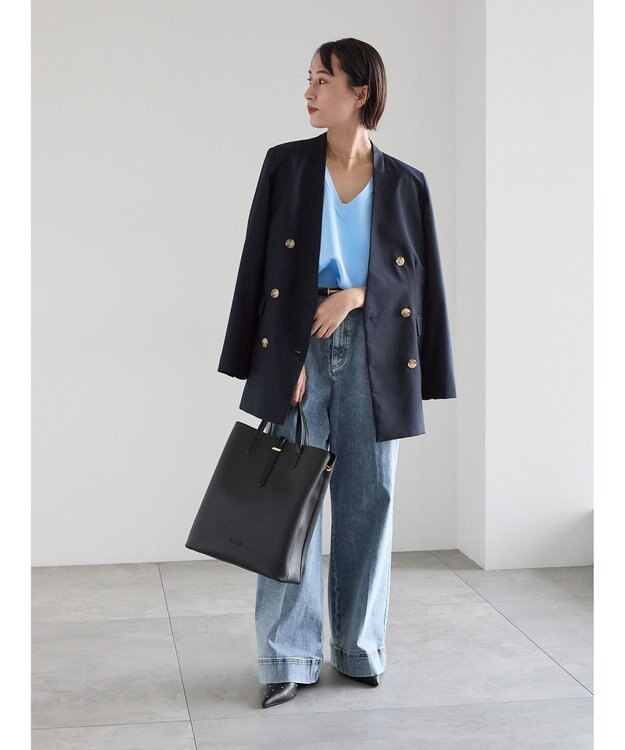 Te chichi Vネックニットベスト サックスブルー