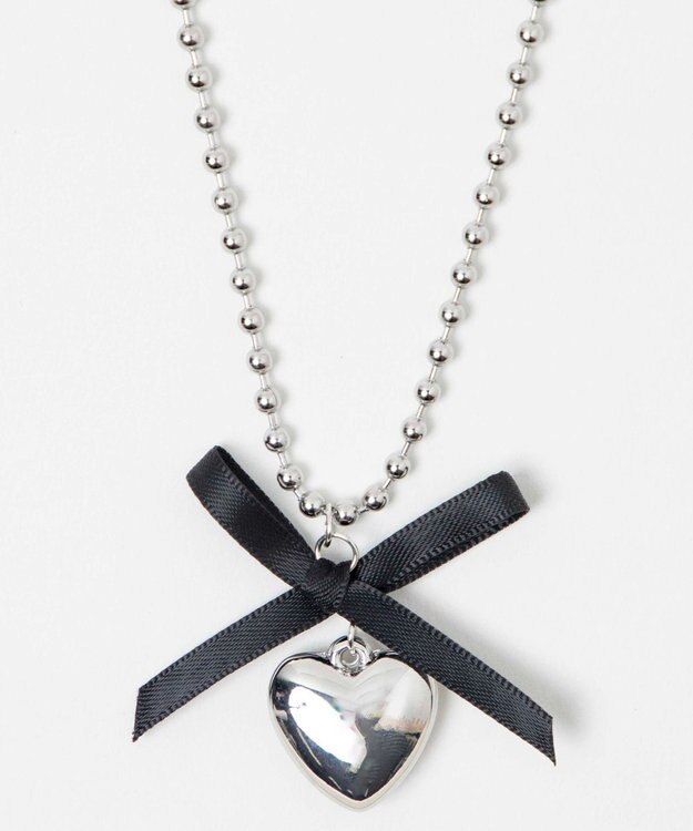 WEGO Lチェーンリボンハートネックレス シルバー