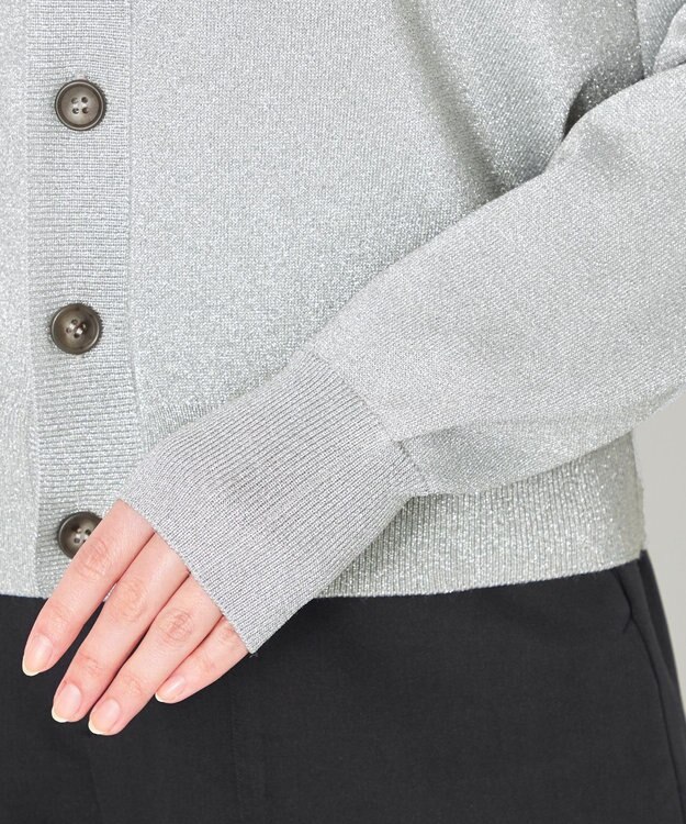 NAVE 【Nave・洗える】ラメニット カーディガン シルバー系