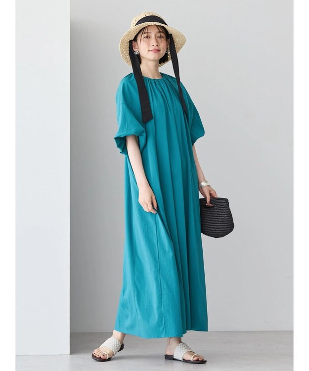 AMERICAN HOLIC 接触冷感バルーンスリーブワンピース Blue Green