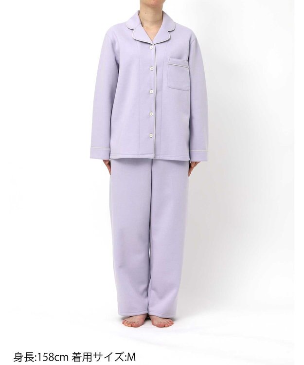 une nana cool 【綿混】ハイゲージダブルエアー 長袖開襟パジャマ MADE WITH LIBERTY FABRIC パープル