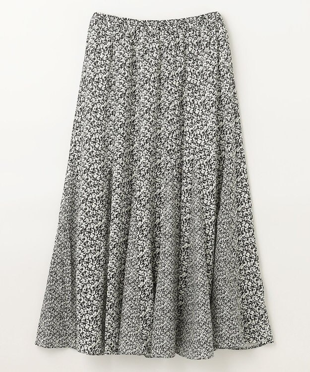 ANY 【洗濯機可能/ウエストゴム】プリントマーメイドスカート モノトーンフラワー