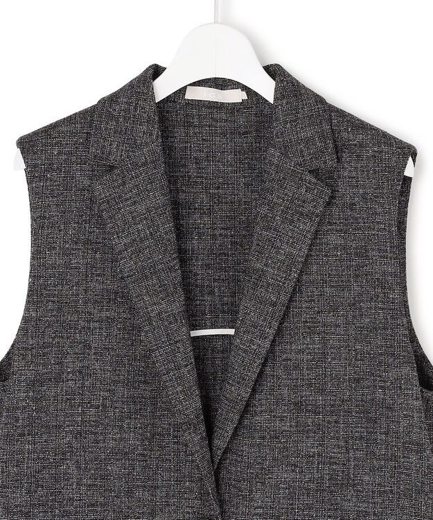 ICB L ミックスブッチャー バックスリットジレ ブラック×オフホワイト