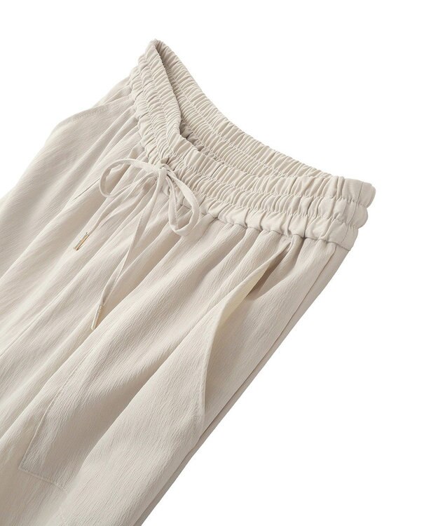 Green Parks 表面感サテンタックパンツ Gray Beige