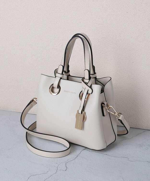 style code 【MERCURYDUO/マーキュリーデュオ】メタルアイレット　ミニショルダーバッグ、ハンドバッグ オフホワイト