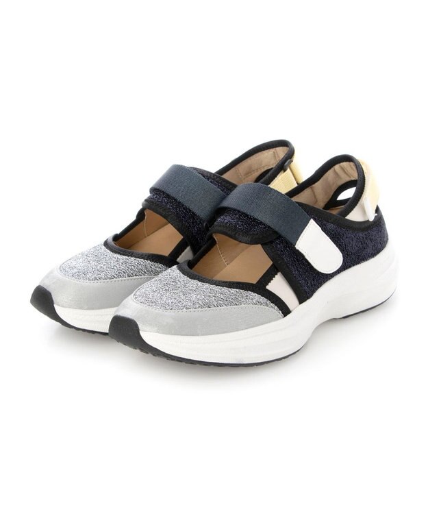 MODE ET JACOMO <MODE ET JACOMO>【軽量】厚底ベルテッドスニーカー シルバーコンビ