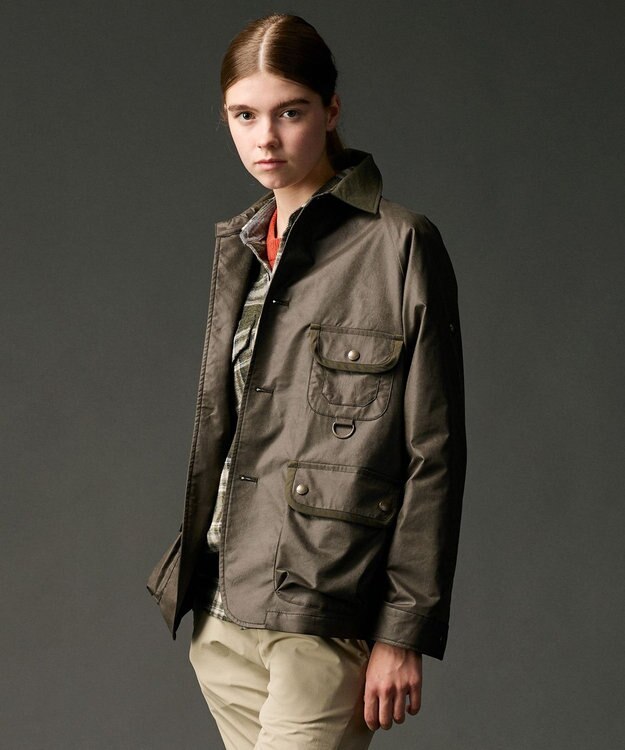 JOSEPH ABBOUD MOUNTAIN 【ストレッチ】ヴィンテージワックスストレッチアウトドア ブルゾン カーキ系
