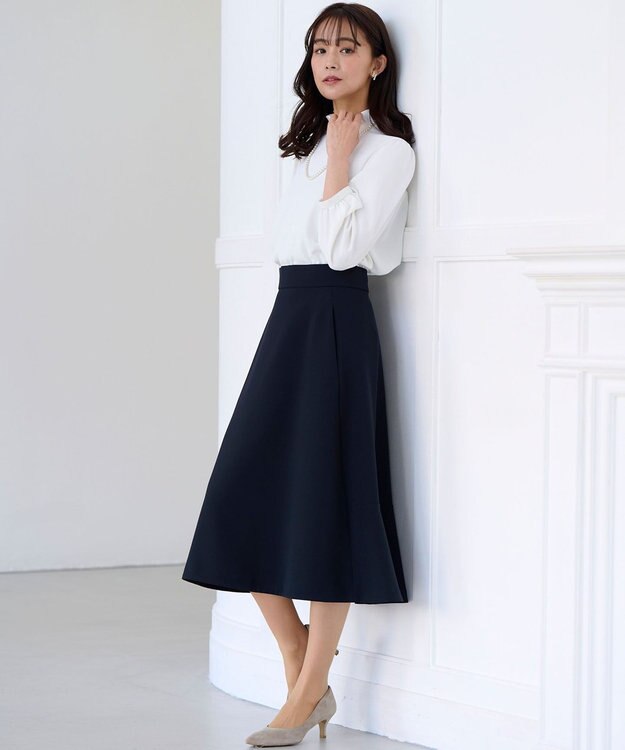 組曲 【KUMIKYOKU NAVY】コンフォータブルドレープ フレアスカート ネイビー系