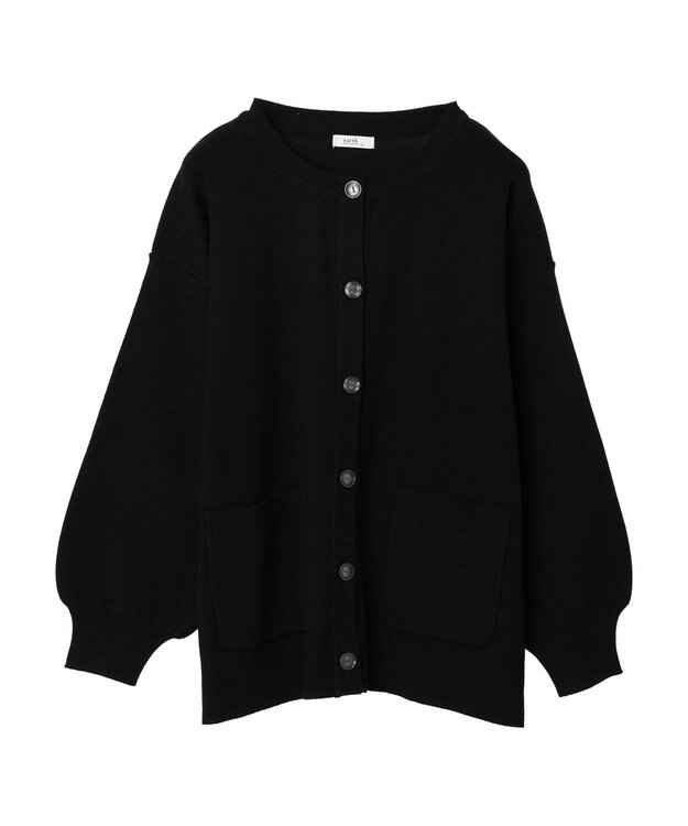 earth music&ecology クルーネックミドル丈カーディガン Black