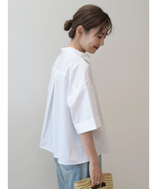 AMERICAN HOLIC イージーケア５分袖バックタックシャツ Off White