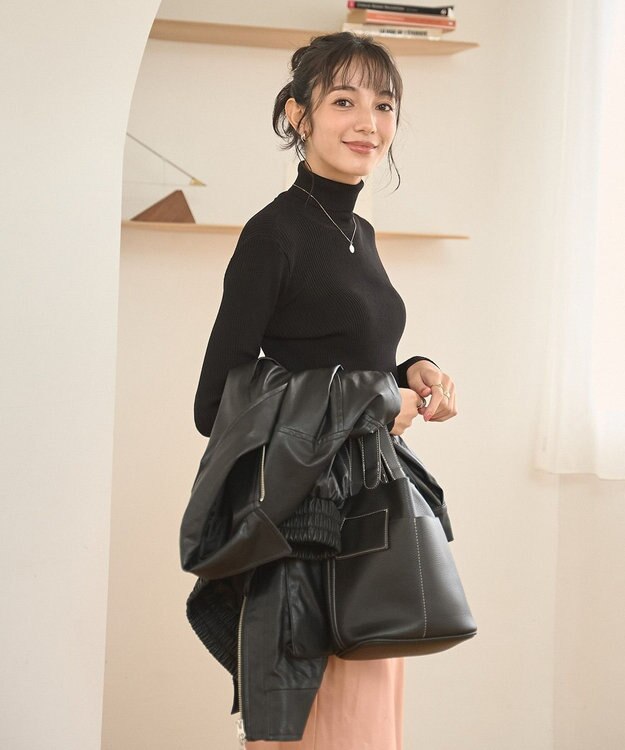 WEGO 【手洗い可】タートルネックニット ブラック