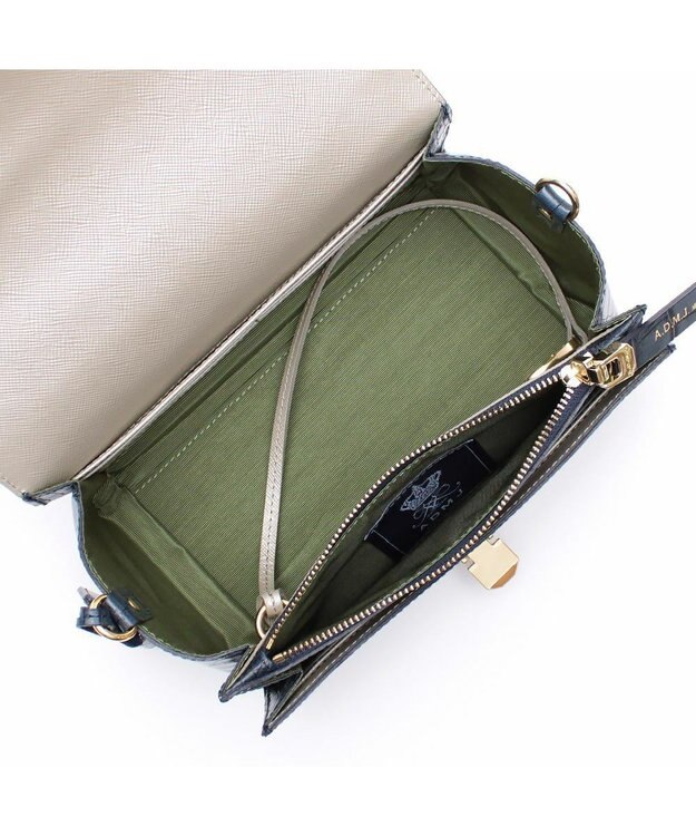 A.D.M.J. 【牛革】クロコ型押しラウンドクラッチショルダー MRN