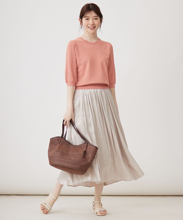 ANY SIS S 【接触冷感 ・UVケア】シアースリーブ ニット コーラル