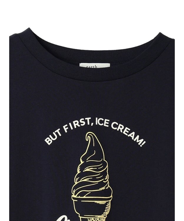 earth music&ecology ＩＣＥ　ＣＲＥＡＭ！　ショートＴ Navy
