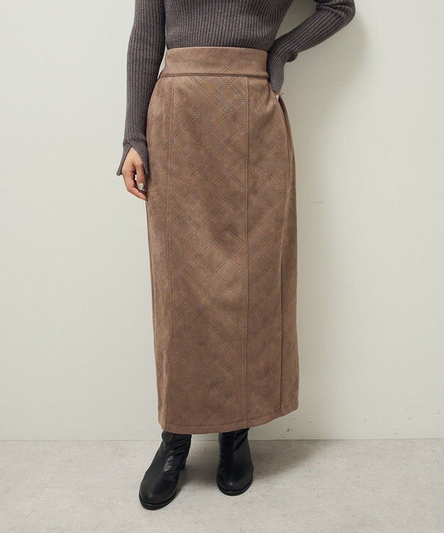 Green Parks ・ＥＬＥＮＣＡＲＥ　ＤＵＥ　エンボスナロースカート Brown