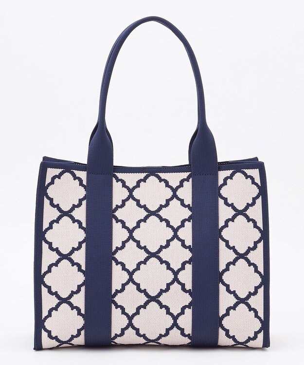 TOCCA 【大人百花掲載】【A4サイズ対応】CHECKER CLOVER KNITBAG ニットバッグ インディゴブルー系