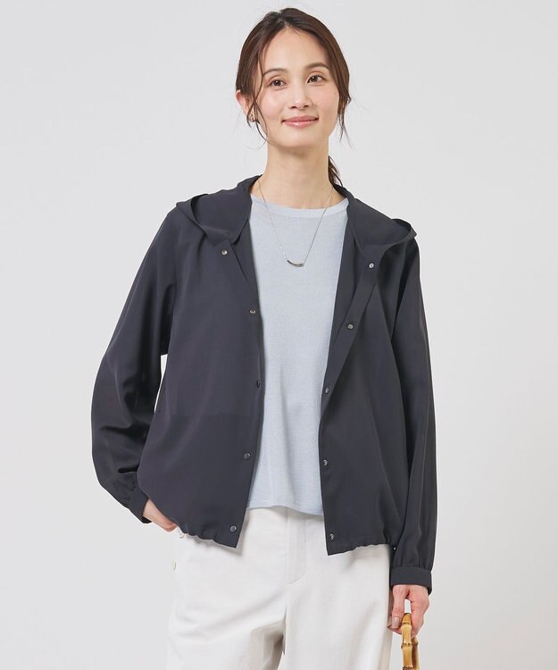 J.PRESS LADIES S RELAXION Sheer ボイル フーデッド ジャケット ネイビー系