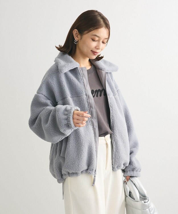 Green Parks リバーシブルコンビボアブルゾン Sax