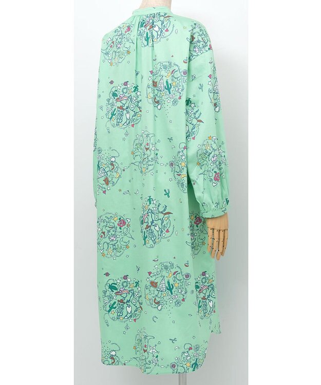 tsumori chisato SLEEP ルームウエア　ワンピース　長袖　綿100%　綿サテン素材　/ワコール　UNX545 メロン