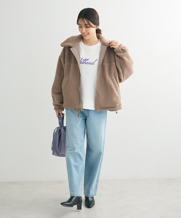Green Parks リバーシブルコンビボアブルゾン Gray Beige