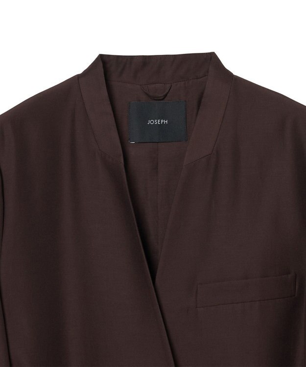 JOSEPH ソフトコットンシルク　ノーカラージャケット Ebony