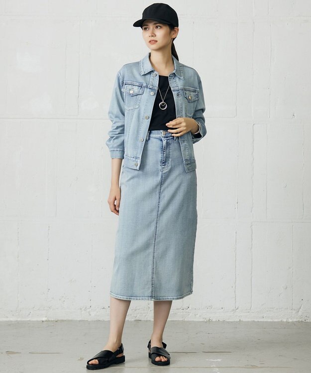 自由区 S 【洗える】ウスカルデニムベーシック ジャケット ライトインディゴ