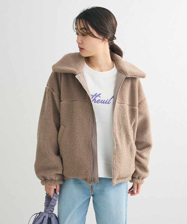 Green Parks リバーシブルコンビボアブルゾン Gray Beige