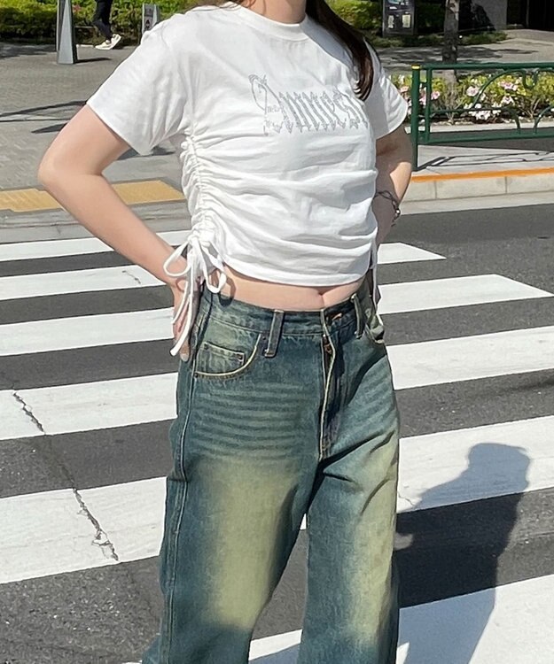 WEGO サイドドロストラインストーンT ホワイト