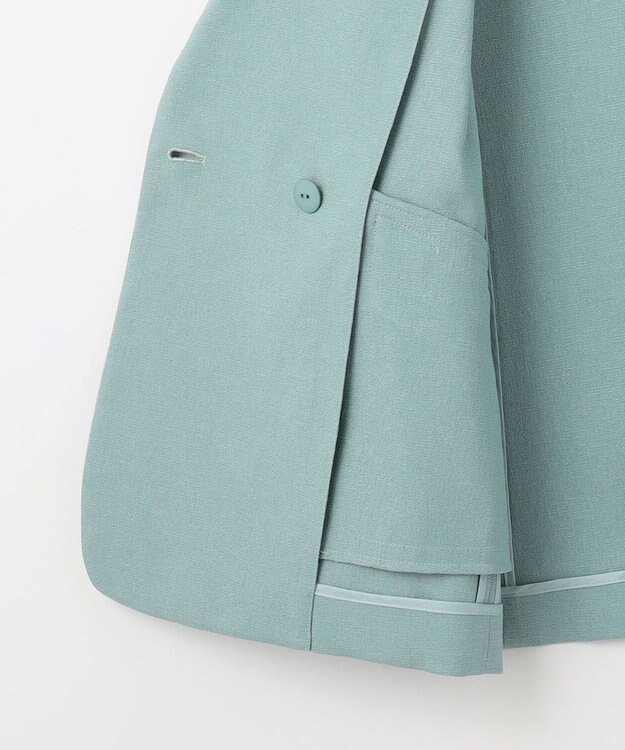 自由区 L 【ドラマ「明日はもっと いい日になる」着用】【セットアップ対応・接触冷感・洗える】リネンライクシンセティックテーラード ジャケット ライトブルー