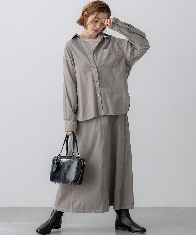 23区 【見上愛さん着用/Oggi11月号掲載】コットン コーデュロイ シャツ ライトグレー系