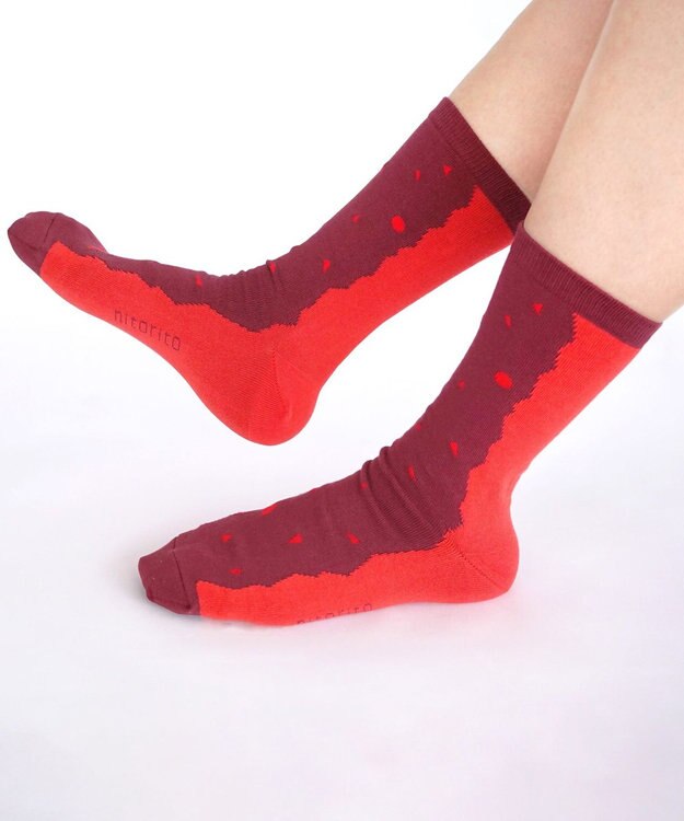 nitorito 【UNISEX】米沢オリジナル柄 mountain&moon 靴下 wine red