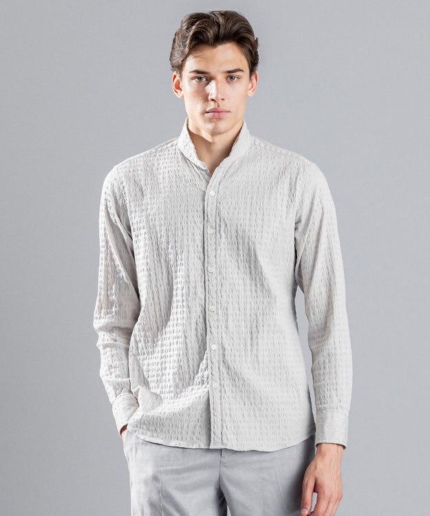 JOSEPH HOMME トリックジャガード　ウイングカラーシャツ アイボリー系