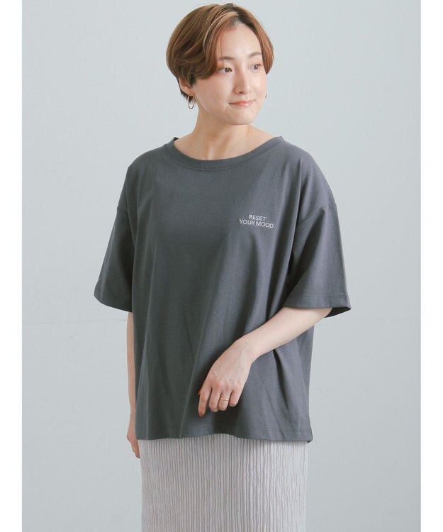 Te chichi 胸刺繍&バックプリントBIGTシャツ チャコールグレー