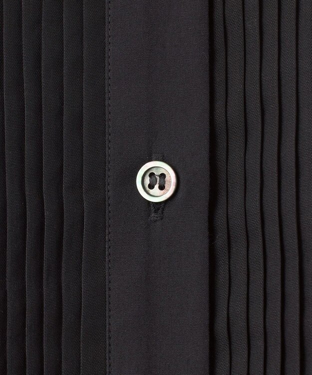 23区 L 【GOLD LABEL】コットンオーガンジー ピンタックブザム シャツ ブラック系