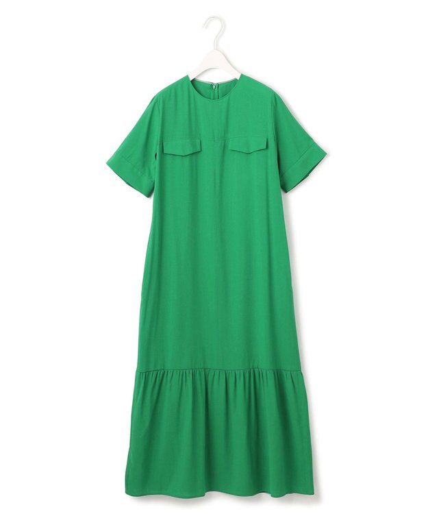 ICB L 【接触冷感・UVカット・洗える】 T/Rドライリネン ワンピース グリーン系