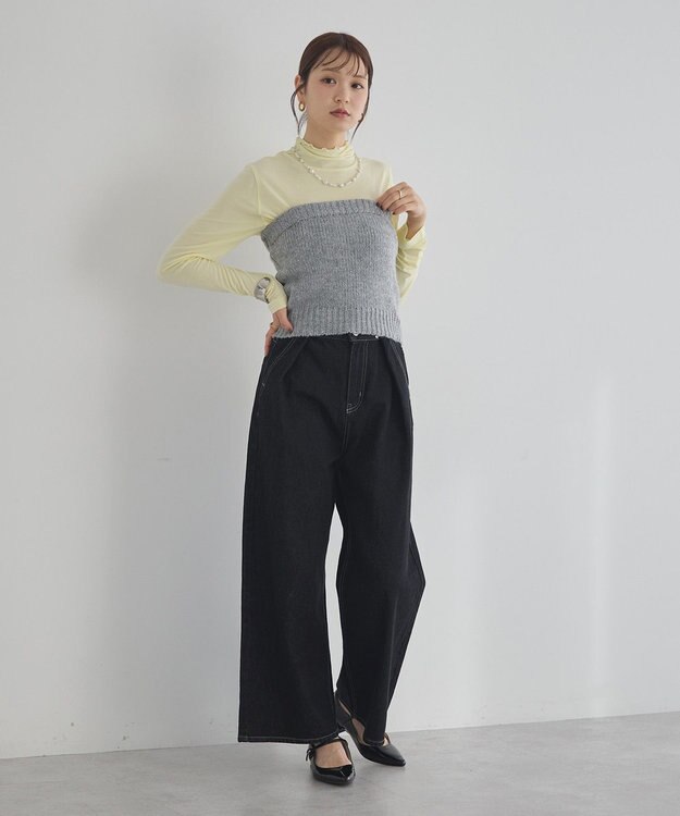 earth music&ecology 【セット2点】SET2点フラワースパンコールカーデ＋ビスチェ Gray Mixture