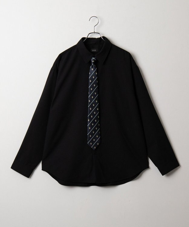 WEGO タイ付きシャツ(LS) ブラック