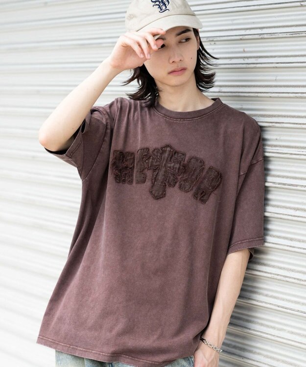 WEGO 【ユニセックス着用ITEM】スノーウォッシュダメージアップリケT（SS） ブラウン