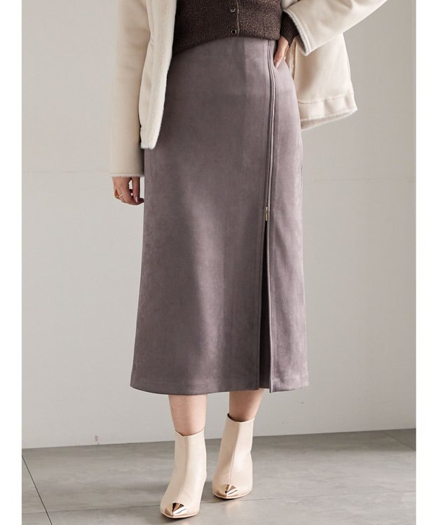 Te chichi スエードサイドZIPスカート チャコールグレー