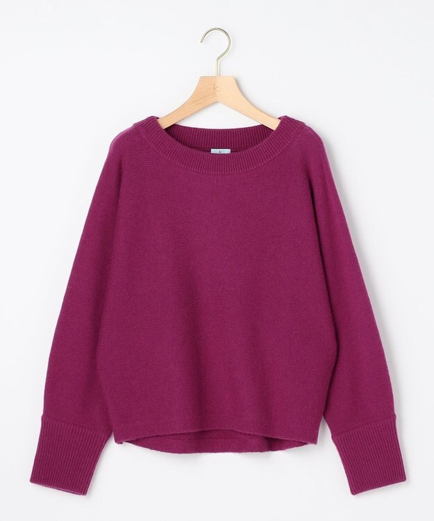 組曲 【加藤ローサさん着用】ウールカシミヤミックスボートネック ニット パープル系