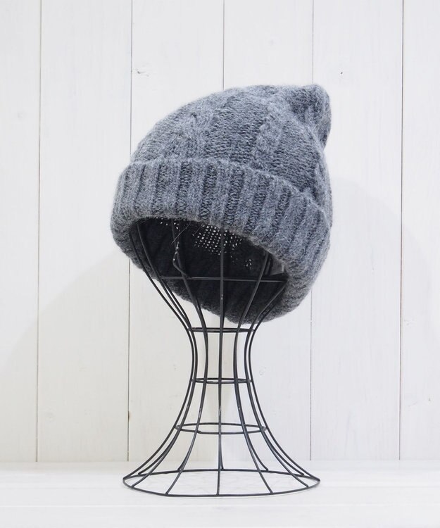 石田製帽 ベビーアルパカ　アラン編みワッチ グレー