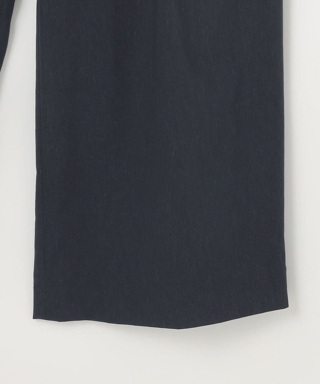 J.PRESS LADIES 【洗える】セルロースリネンストレッチ タックワイドパンツ ネイビー系