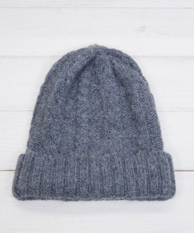 石田製帽 ベビーアルパカ　アラン編みワッチ グレー