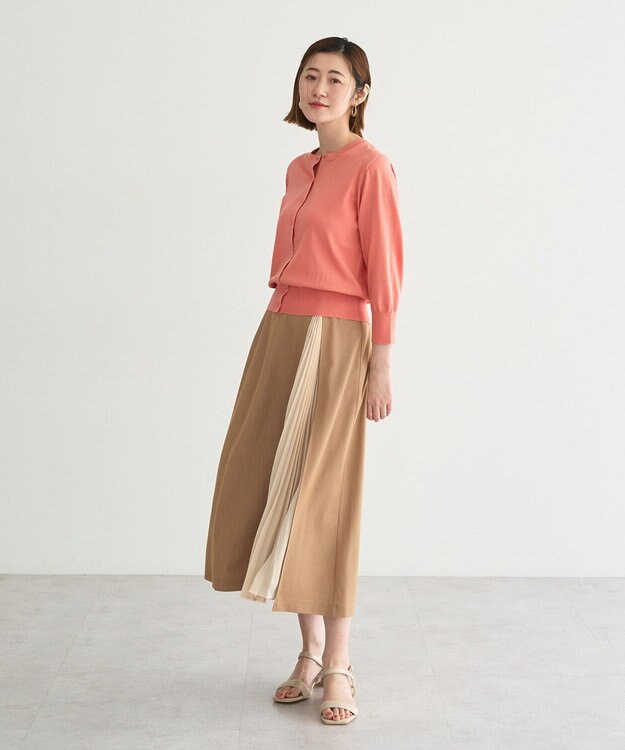 YECCA VECCA プリーツMIXフレアスカート Beige