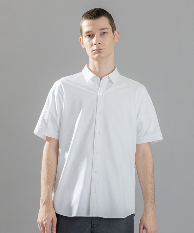 JOSEPH HOMME 新素材【洗える/ストレッチ】ハイゲージコットンジャージー 　レギュラーカラーシャツ ホワイト系