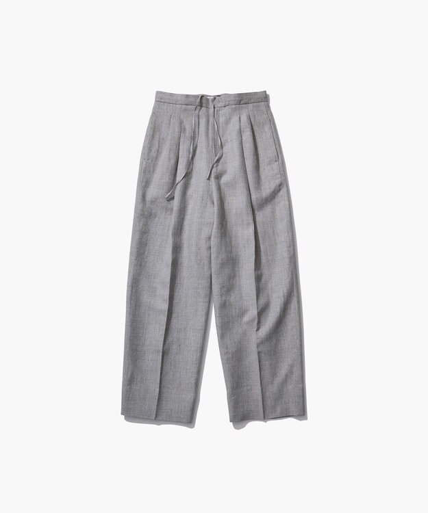 ATON LINEN WOOL TWILL | タックイージーパンツ LIGHT GRAY