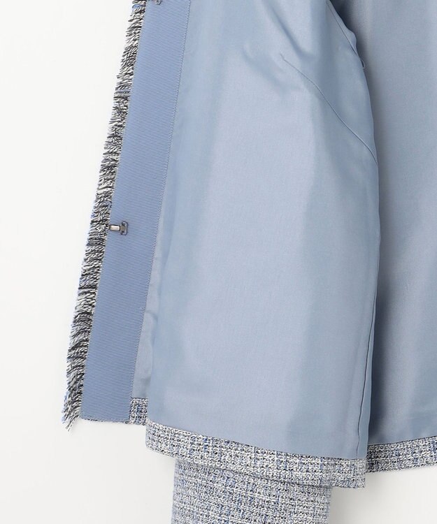 自由区 【セットアップ対応・洗える】ライトミックスツイード ジャケット ライトブルー